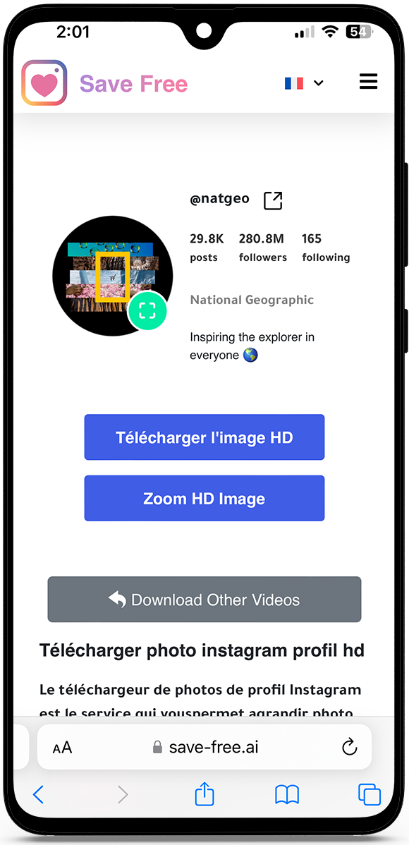 Télécharger photo instagram profil