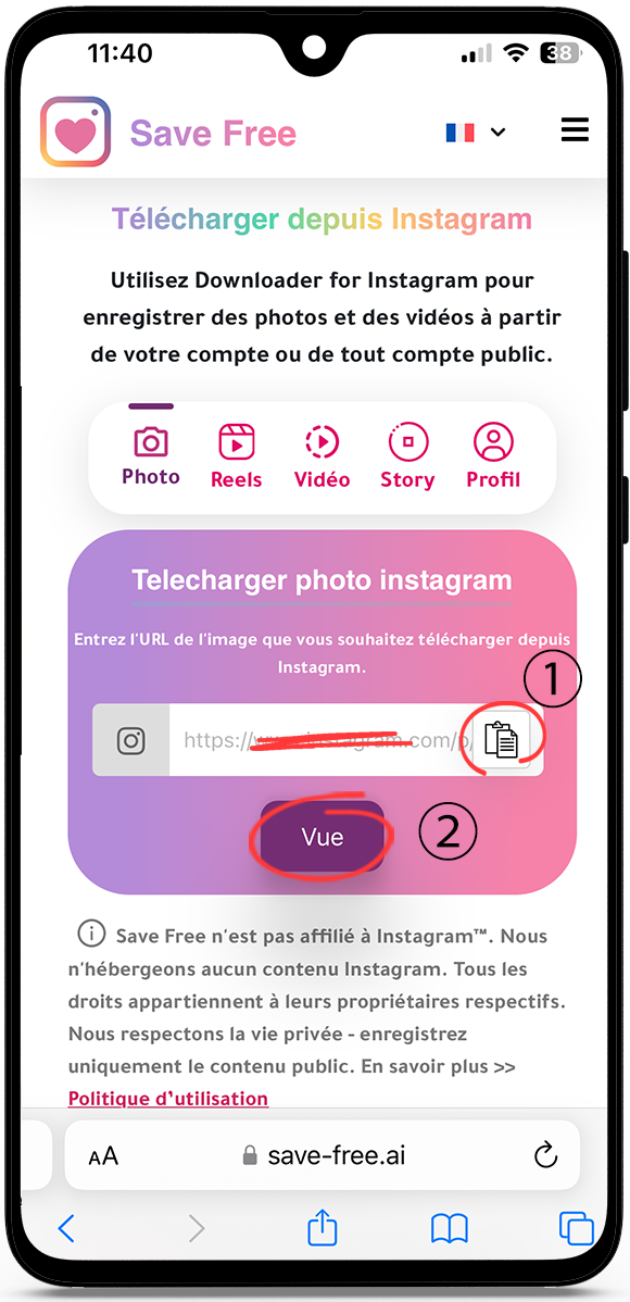 Télécharger depuis Instagram