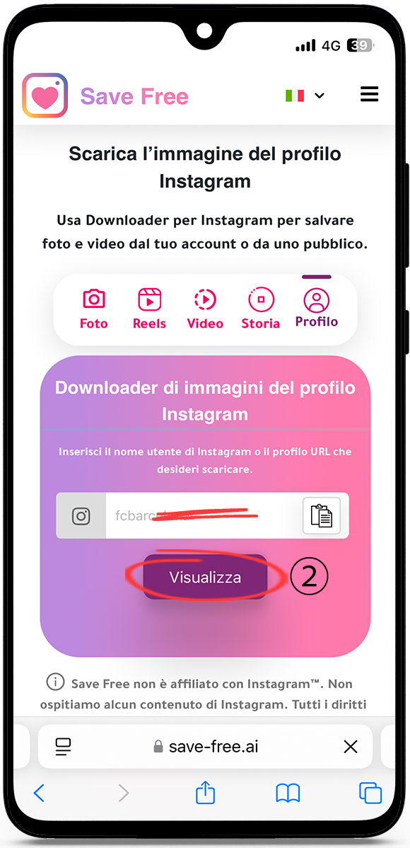 Vedere immagine profilo Instagram