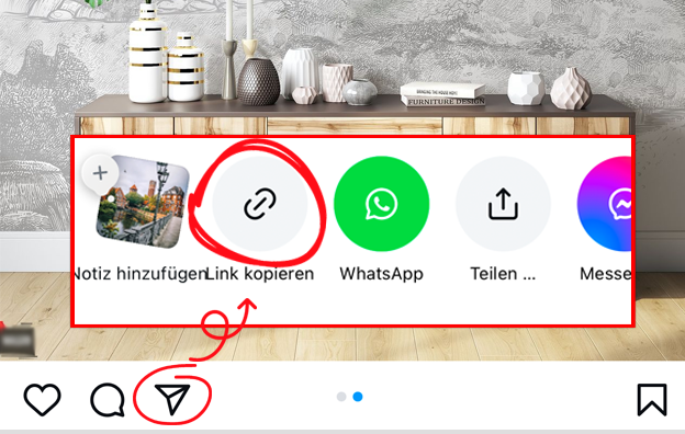 Kopieren Sie die URL Insta
