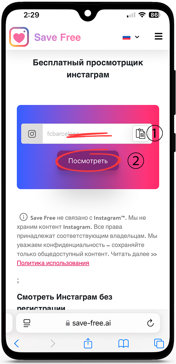 Анонимный просмотр Instagram